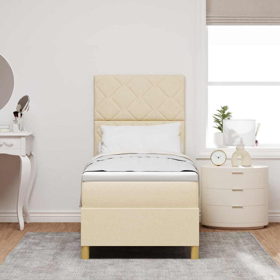 Boxspringbed met hoofdeinde Crème 80 x 200 cm Stof
