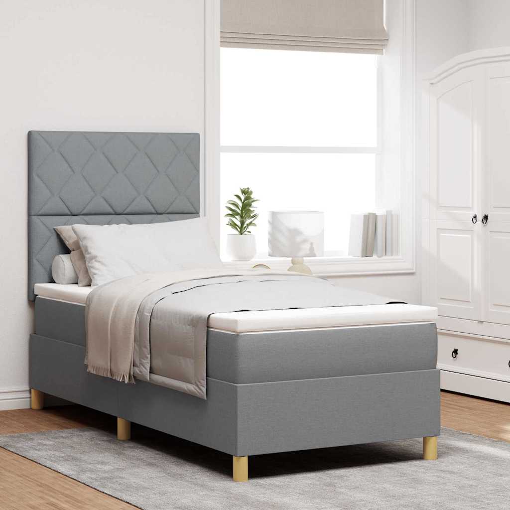 Boxspringbed met hoofdeinde Lichtgrijs 90 x 190 cm Stof
