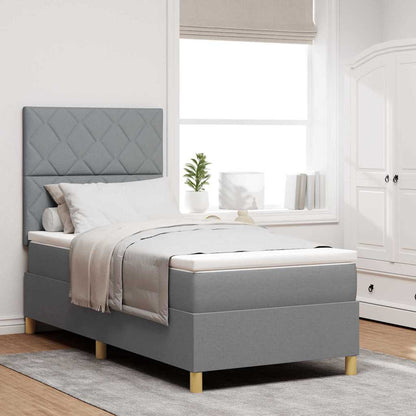 Boxspringbed met hoofdeinde Lichtgrijs 90 x 190 cm Stof