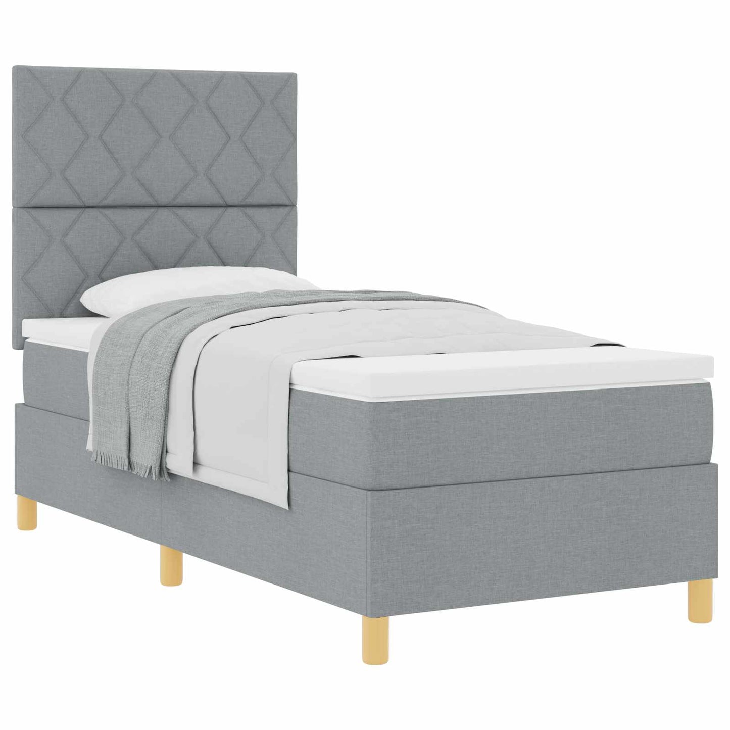 Boxspringbed met hoofdeinde Lichtgrijs 90 x 190 cm Stof