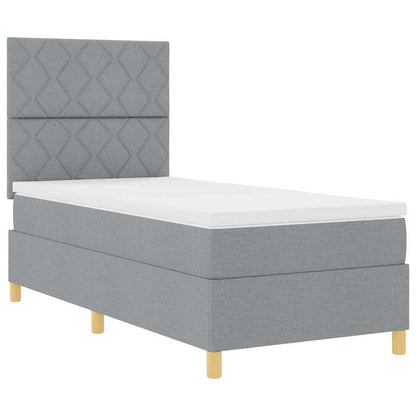 Boxspringbed met hoofdeinde Lichtgrijs 90 x 190 cm Stof