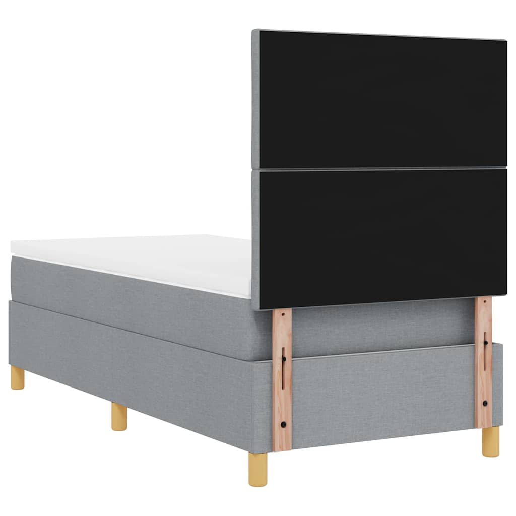 Boxspringbed met hoofdeinde Lichtgrijs 90 x 190 cm Stof