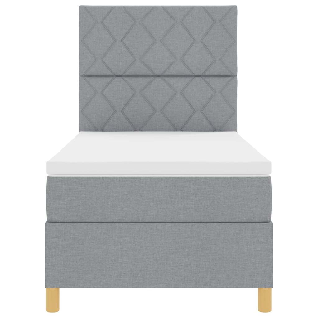 Boxspringbed met hoofdeinde Lichtgrijs 90 x 190 cm Stof
