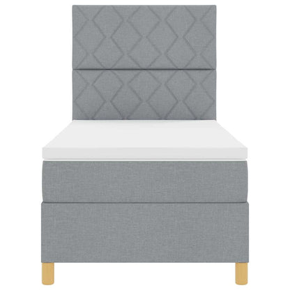 Boxspringbed met hoofdeinde Lichtgrijs 90 x 190 cm Stof
