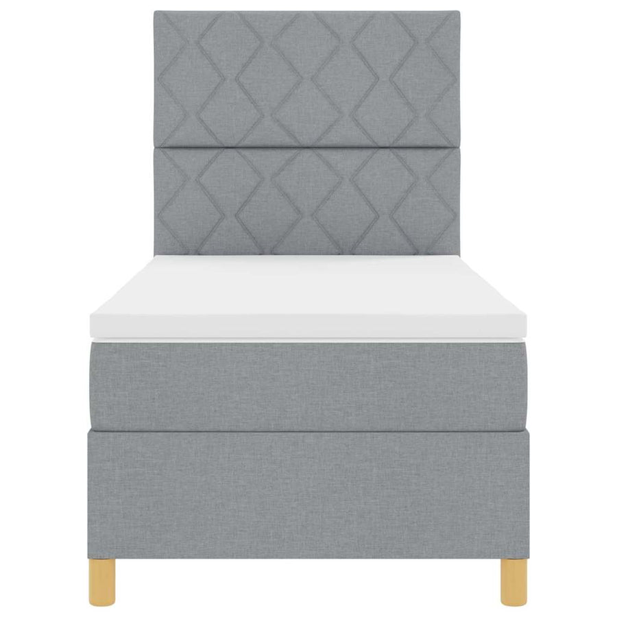 Boxspringbed met hoofdeinde Lichtgrijs 90 x 190 cm Stof