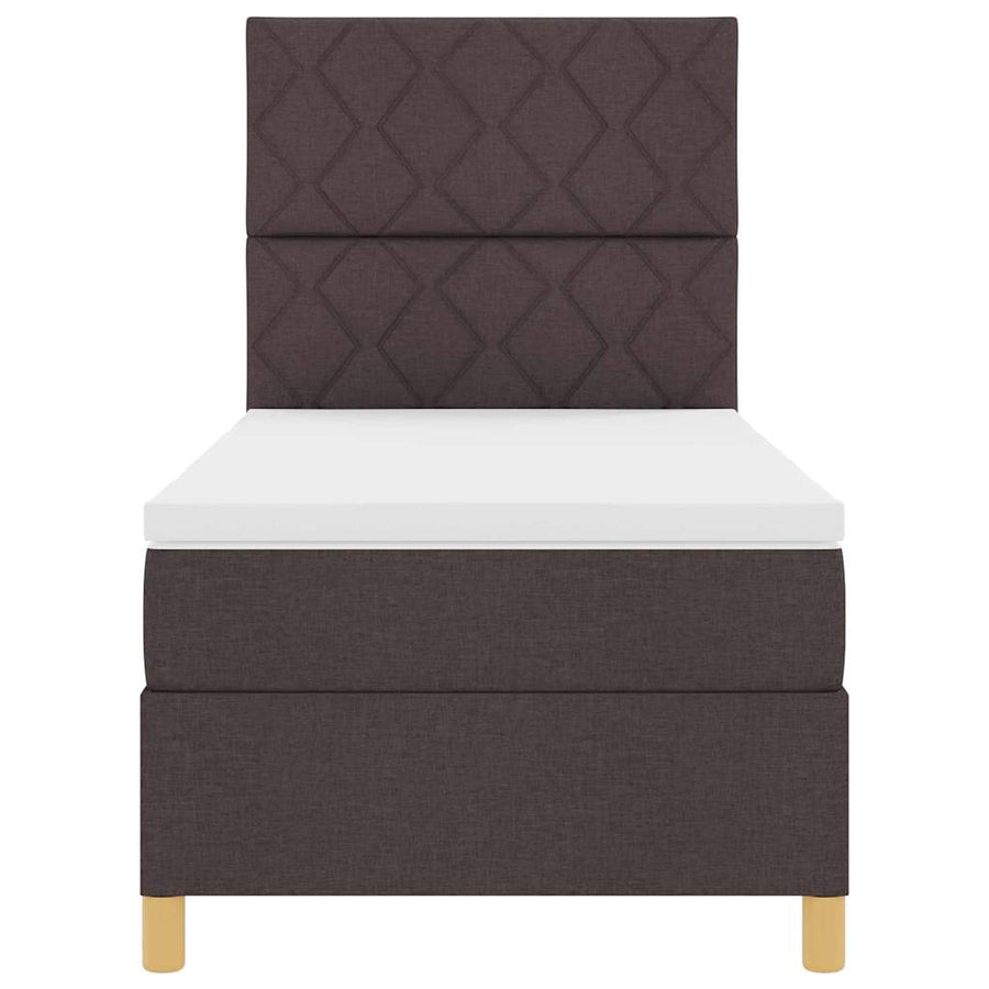 Boxspringbed met hoofdeinde Donkerbruin 90 x 190 cm Stof