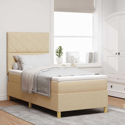 Boxspringbed met hoofdeinde Crème 90 x 190 cm Stof