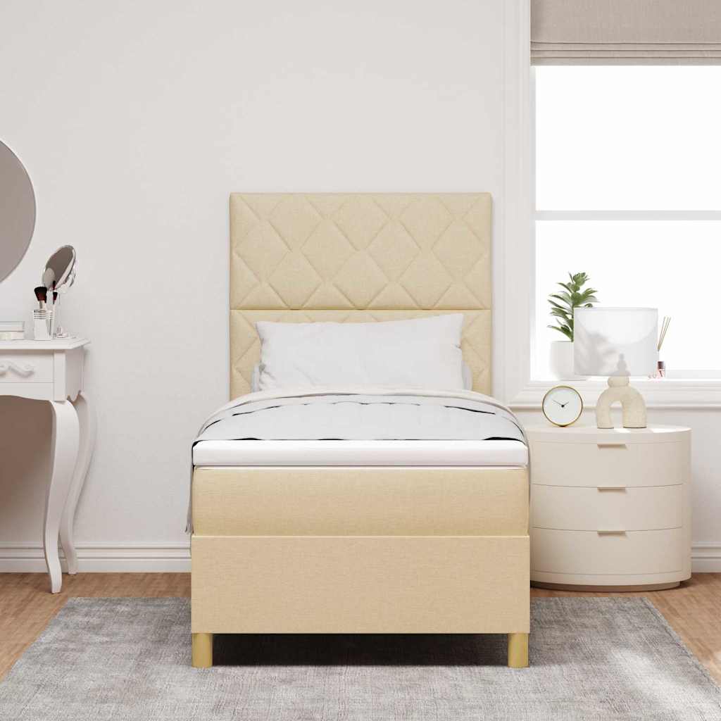 Boxspringbed met hoofdeinde Crème 90 x 190 cm Stof