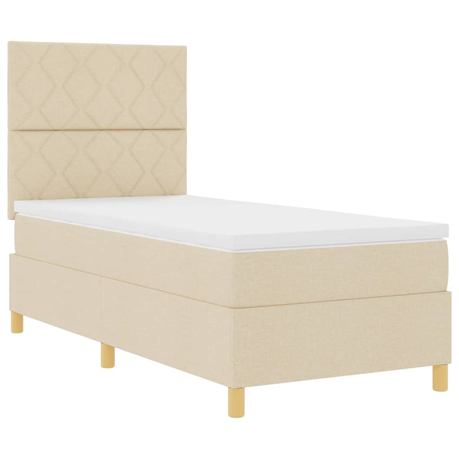 Boxspringbed met hoofdeinde Crème 90 x 190 cm Stof