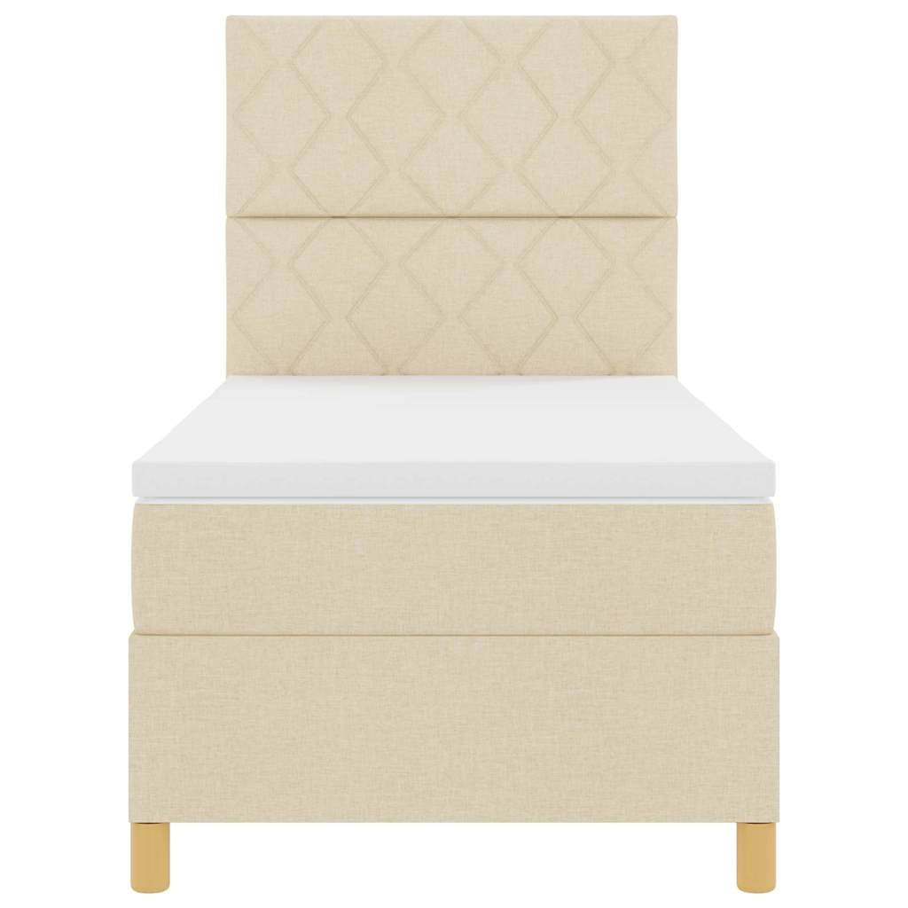 Boxspringbed met hoofdeinde Crème 90 x 190 cm Stof