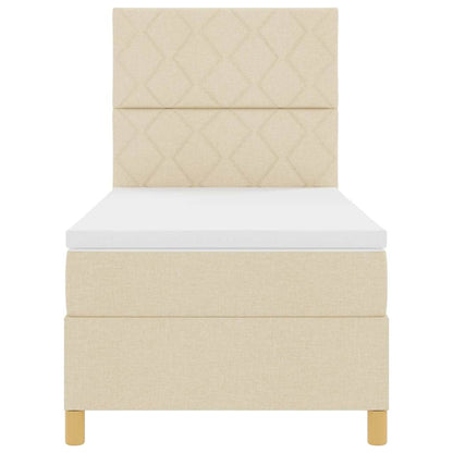 Boxspringbed met hoofdeinde Crème 90 x 190 cm Stof