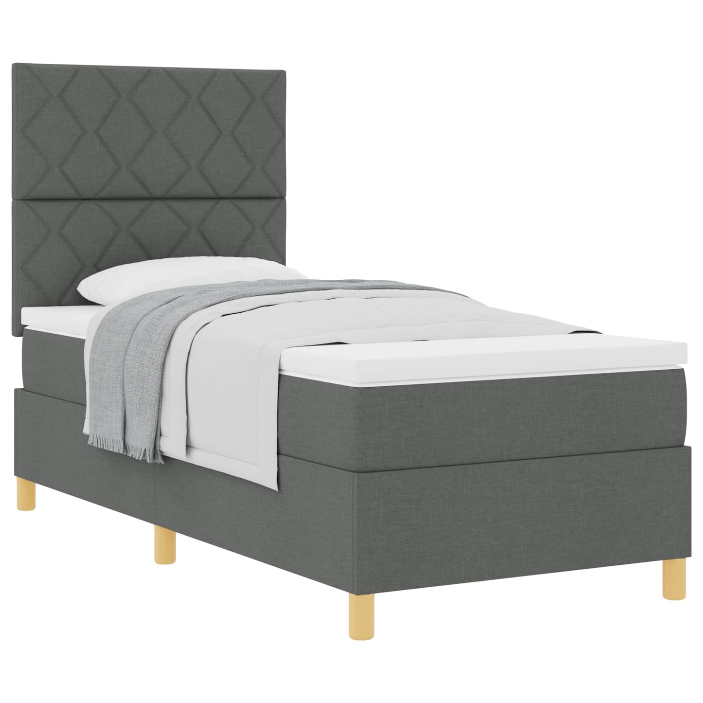 Boxspringbed met hoofdeinde Donkergrijs 90 x 200 cm Stof