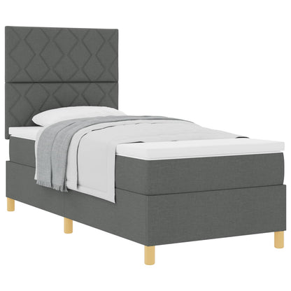 Boxspringbed met hoofdeinde Donkergrijs 90 x 200 cm Stof