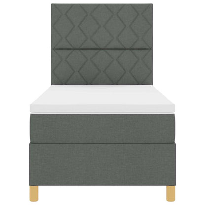 Boxspringbed met hoofdeinde Donkergrijs 90 x 200 cm Stof