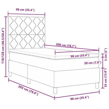 Boxspringbed met hoofdeinde Donkergrijs 90 x 200 cm Stof