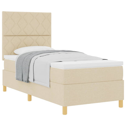 Boxspringbed met hoofdeinde Crème 90 x 200 cm Stof
