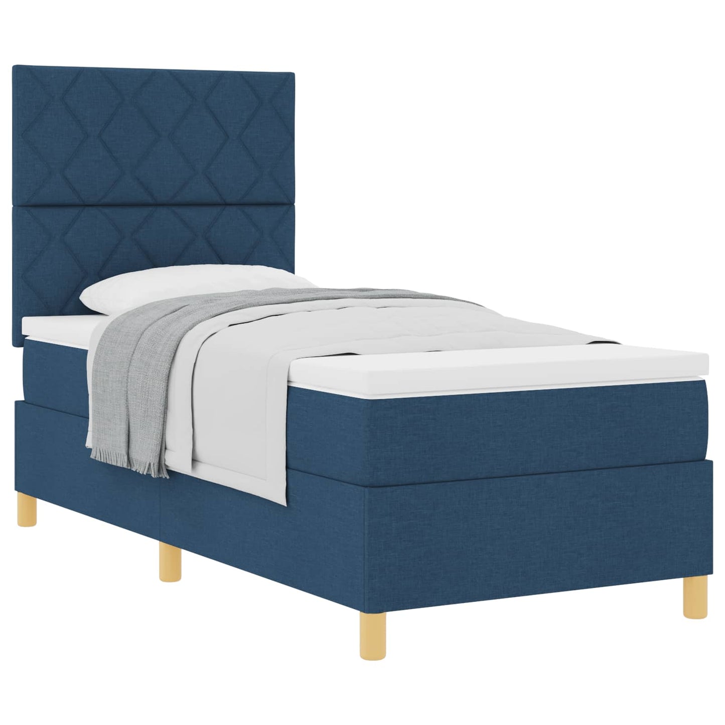 Boxspringbed met matras met hoofdeinde Blauw 90 x 200 cm Stof