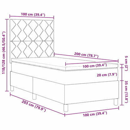 Boxspringbed met matras met hoofdeinde Taupe 100 x 200 cm Stof