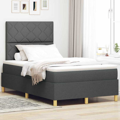Boxspringbed met matras Donkergrijs 120 x 190 cm Stof