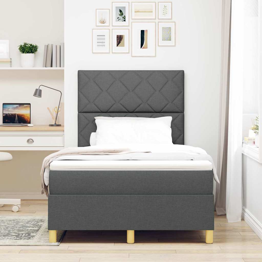Boxspringbed met matras Donkergrijs 120 x 190 cm Stof