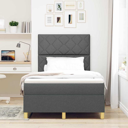 Boxspringbed met matras Donkergrijs 120 x 190 cm Stof