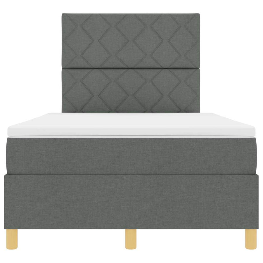 Boxspringbed met matras Donkergrijs 120 x 190 cm Stof