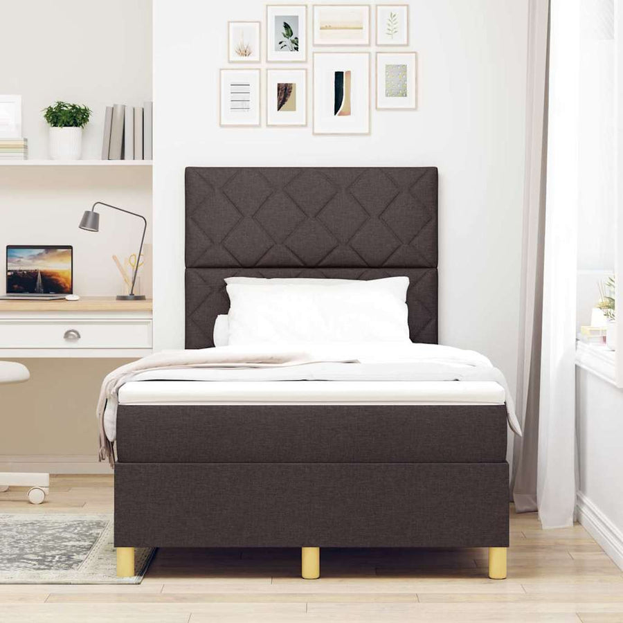 Boxspringbed met matras Donkerbruin 120 x 190 cm Stof