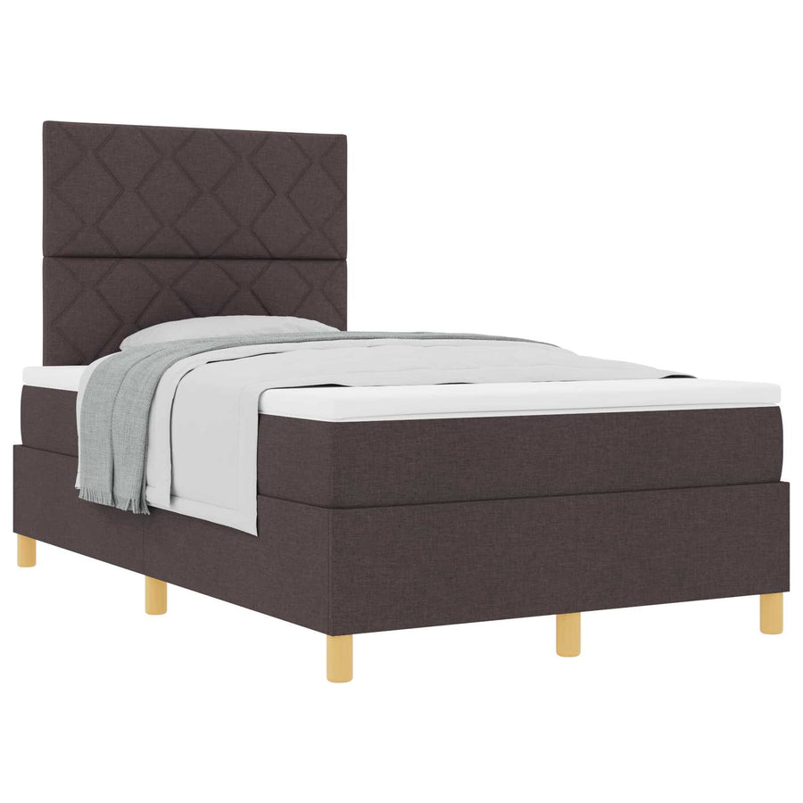 Boxspringbed met matras Donkerbruin 120 x 190 cm Stof