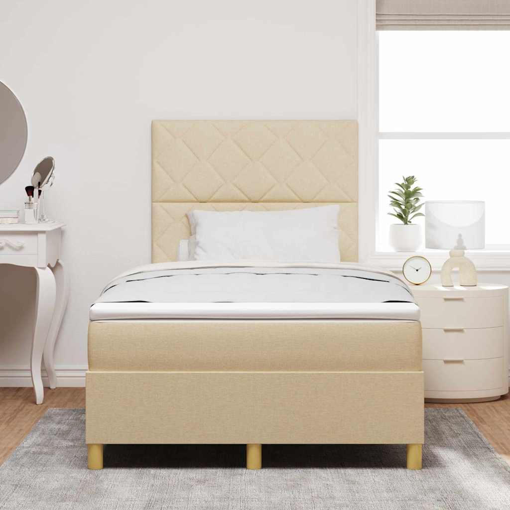 Boxspring bed met hoofdeinde Crème 120 x 190 cm Stof