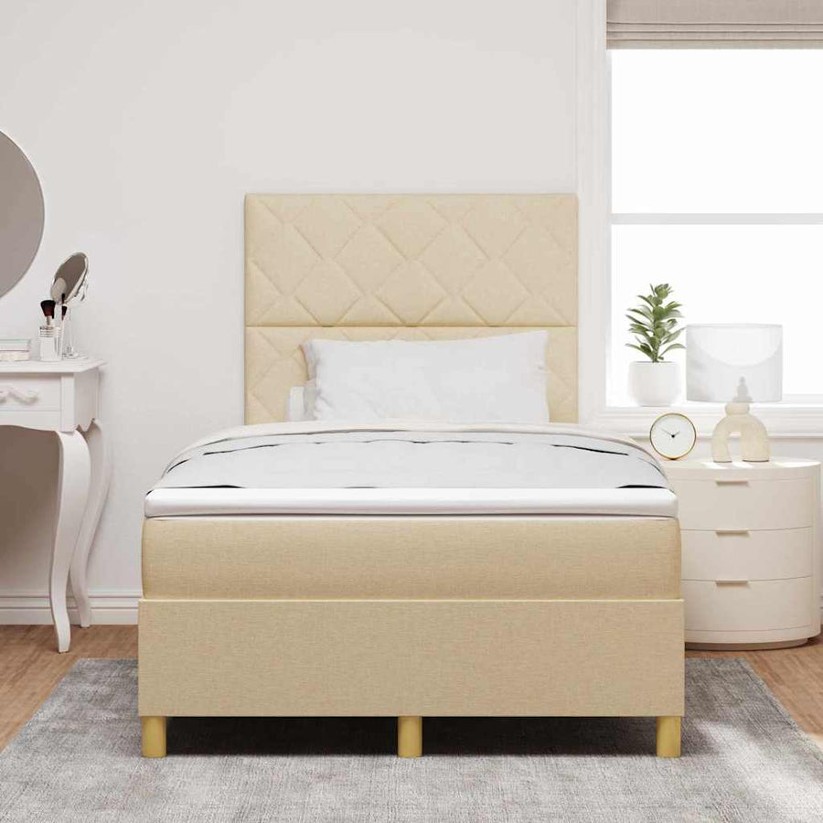 Boxspring bed met hoofdeinde Crème 120 x 190 cm Stof