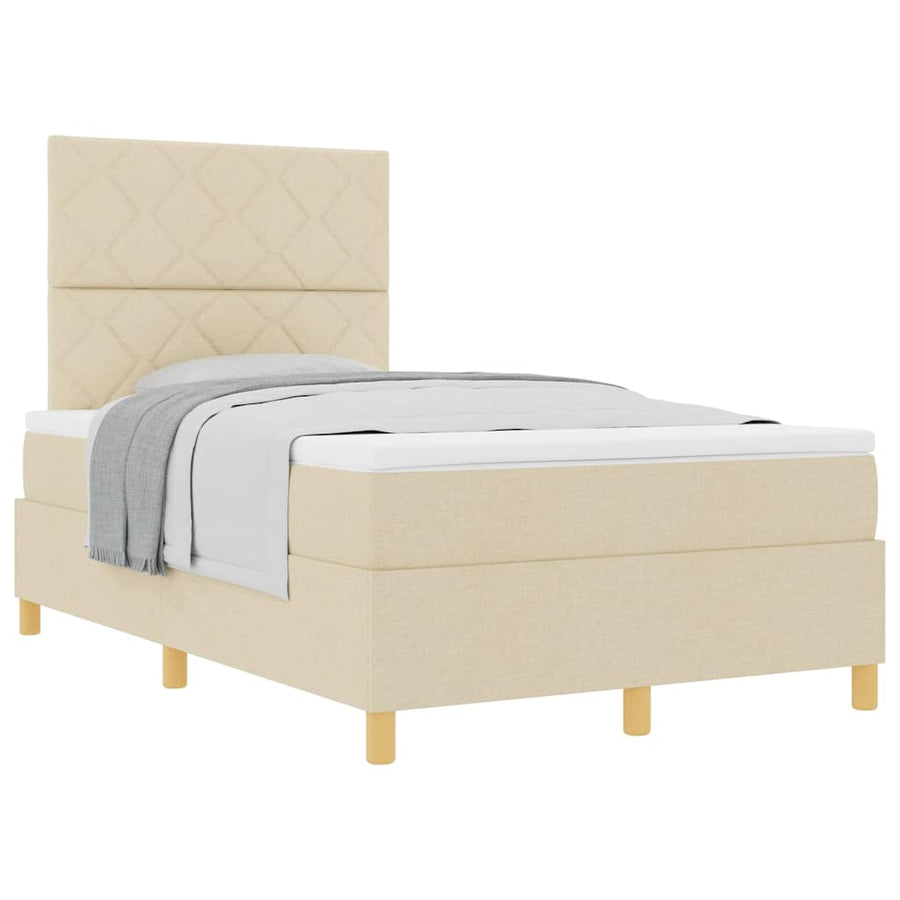Boxspring bed met hoofdeinde Crème 120 x 190 cm Stof