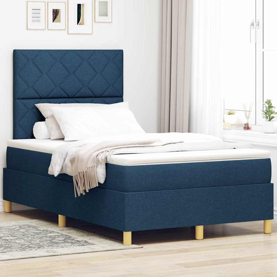 Boxspringbed met matras met hoofdeinde Blauw 120 x 190 cm Stof