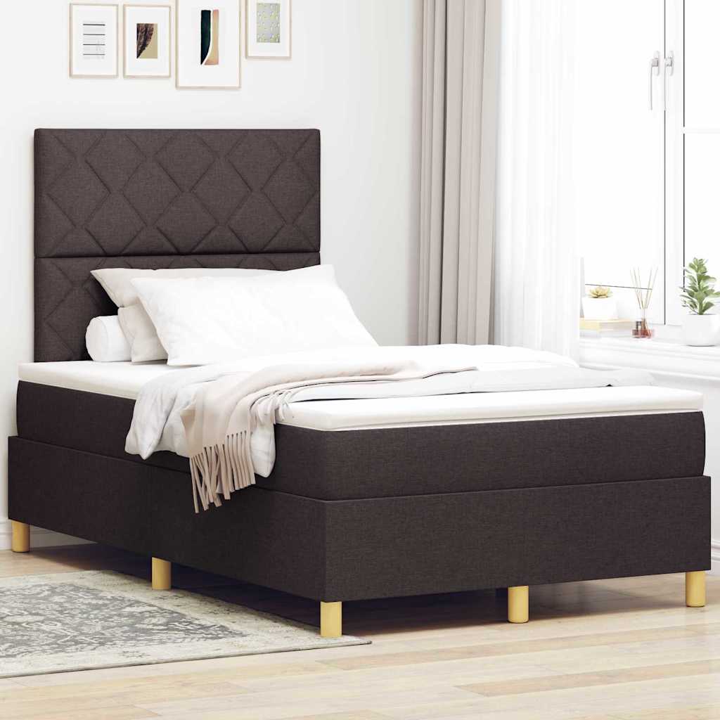 Boxspringbed met matras Donkerbruin 120 x 200 cm Stof
