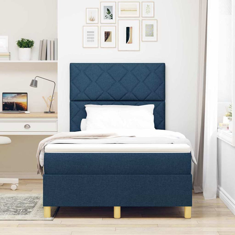 Boxspringbed met matras met hoofdeinde Blauw 120 x 200 cm Stof