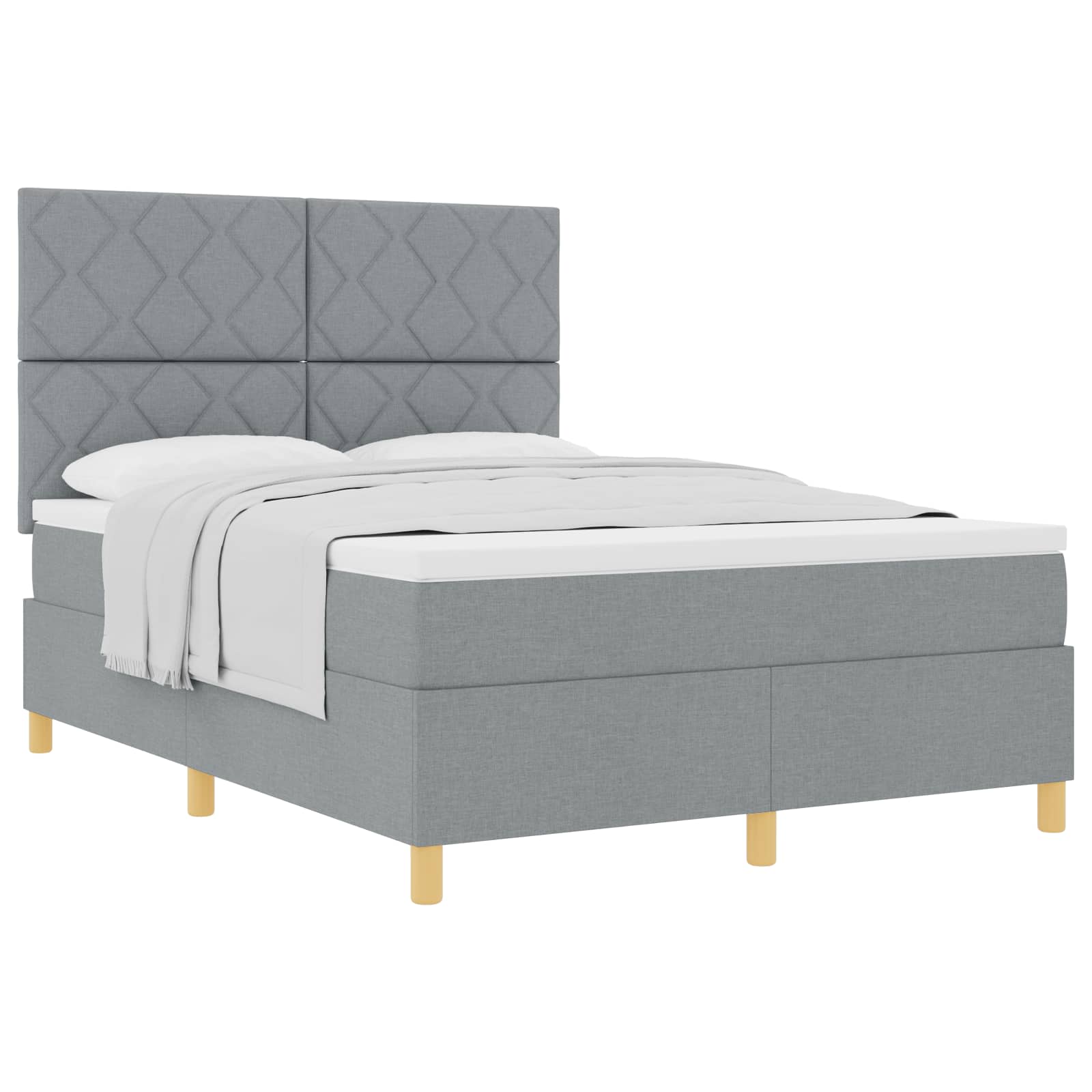 Boxspringbed met hoofdeinde Lichtgrijs 140 x 190 cm Stof