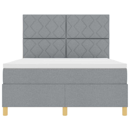 Boxspringbed met hoofdeinde Lichtgrijs 140 x 190 cm Stof