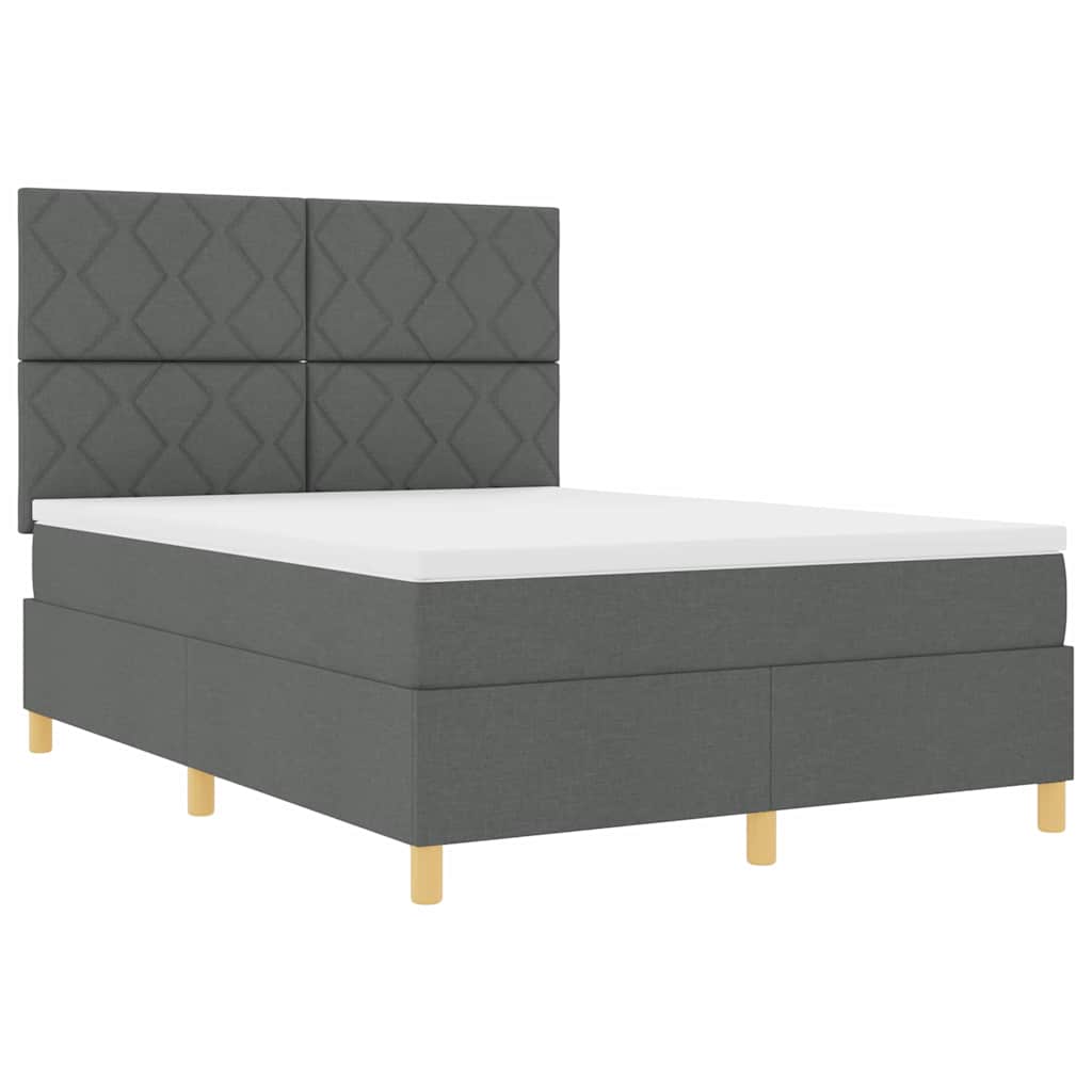 Boxspringbed met hoofdeinde Donkergrijs 140 x 190 cm Stof