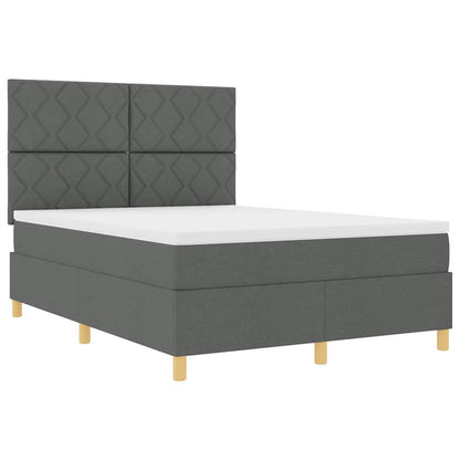 Boxspringbed met hoofdeinde Donkergrijs 140 x 190 cm Stof