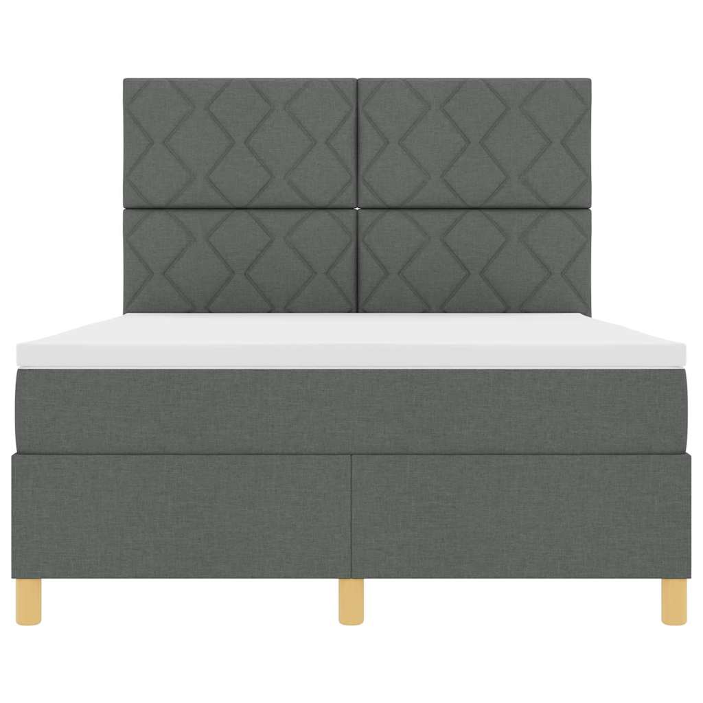 Boxspringbed met hoofdeinde Donkergrijs 140 x 190 cm Stof