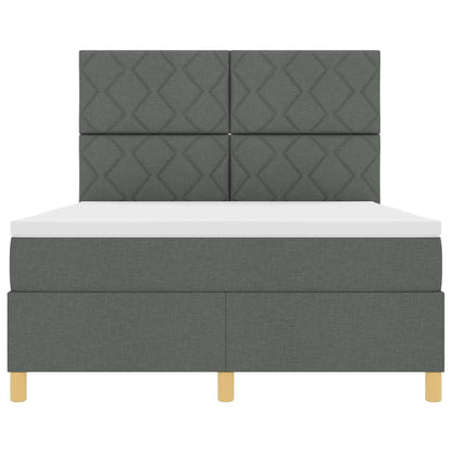 Boxspringbed met hoofdeinde Donkergrijs 140 x 190 cm Stof