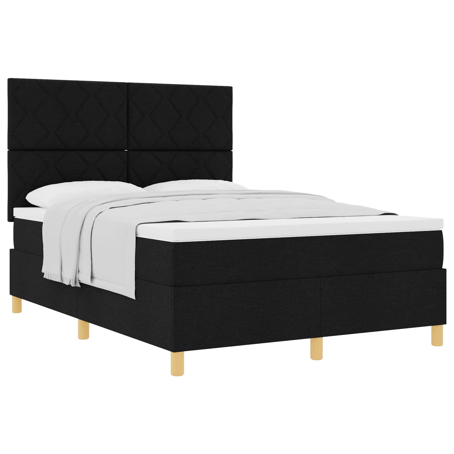 Boxspringbed met hoofdeinde Zwart 140 x 190 cm Stof