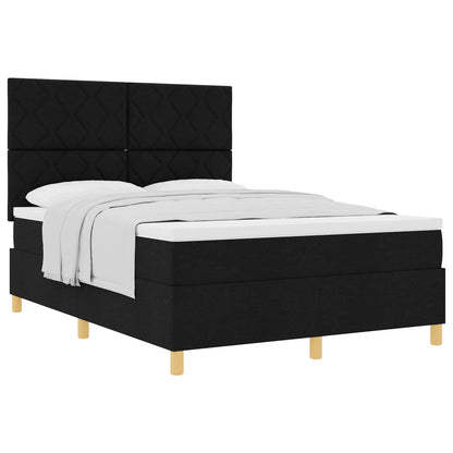 Boxspringbed met hoofdeinde Zwart 140 x 190 cm Stof