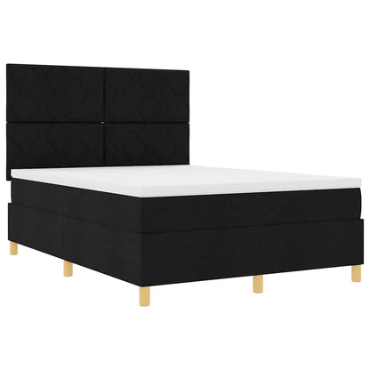 Boxspringbed met hoofdeinde Zwart 140 x 190 cm Stof
