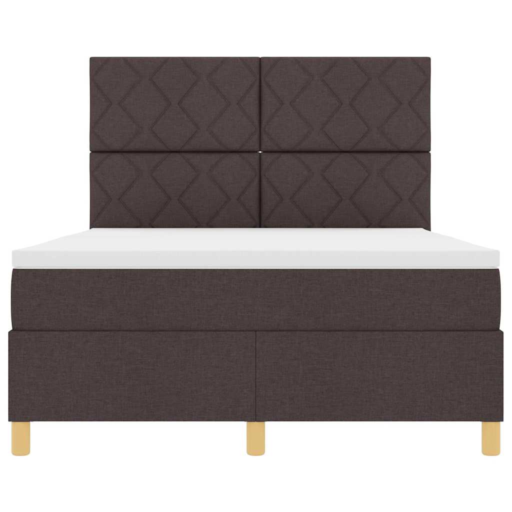 Boxspringbed met hoofdeinde Donkerbruin 140 x 190 cm Stof