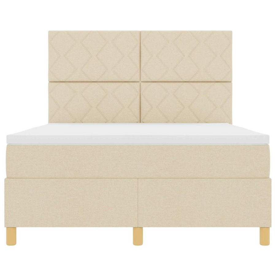 Boxspringbed met hoofdeinde Crème 140 x 190 cm Stof