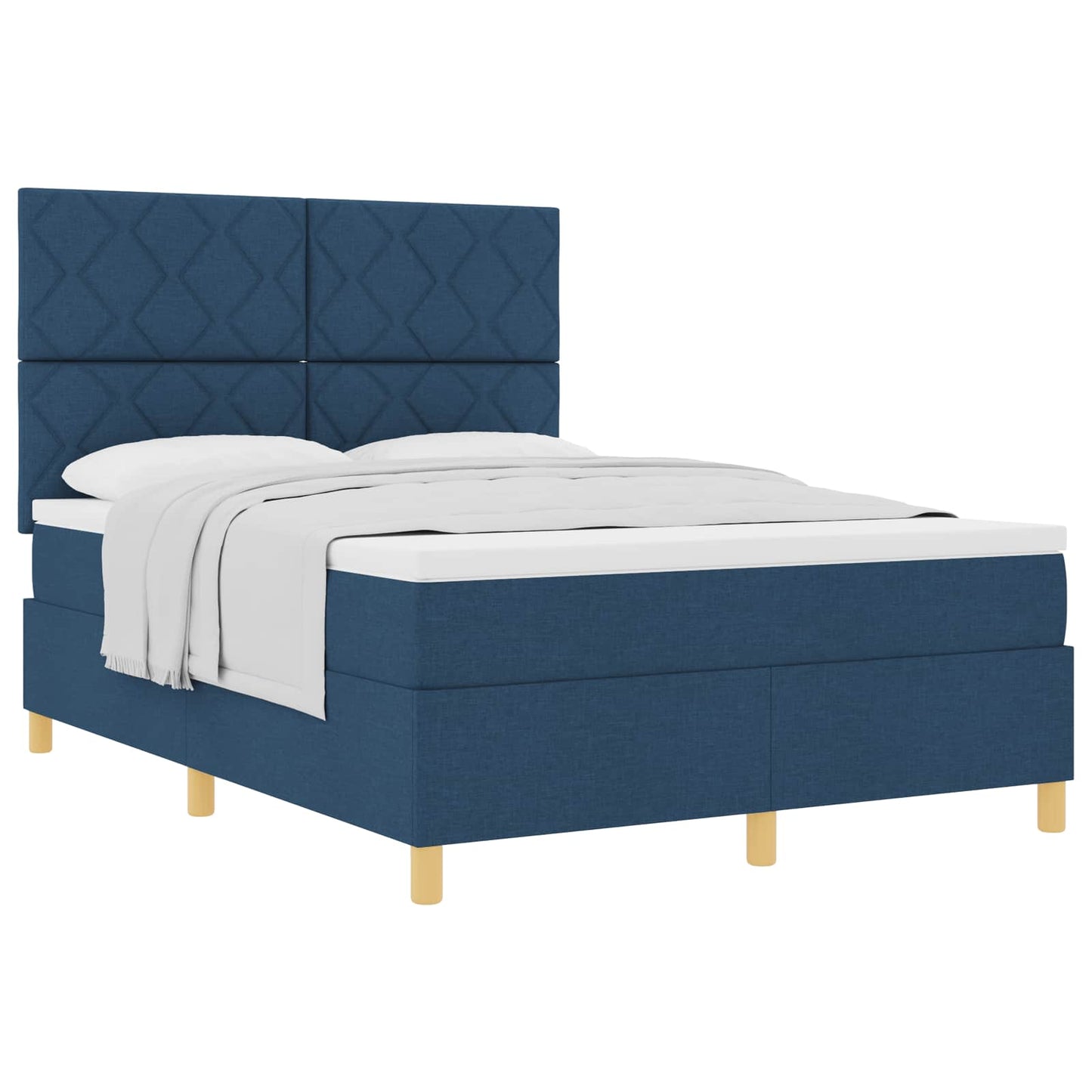 Boxspringbed met hoofdeinde Blauw 140 x 190 cm Stof