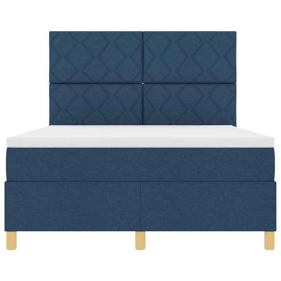 Boxspringbed met hoofdeinde Blauw 140 x 190 cm Stof