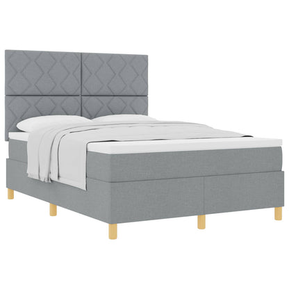 Boxspringbed met hoofdeinde Lichtgrijs 140 x 200 cm Stof