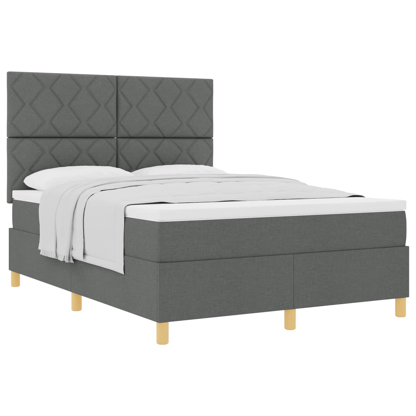 Boxspringbed met hoofdeinde Donkergrijs 140 x 200 cm Stof