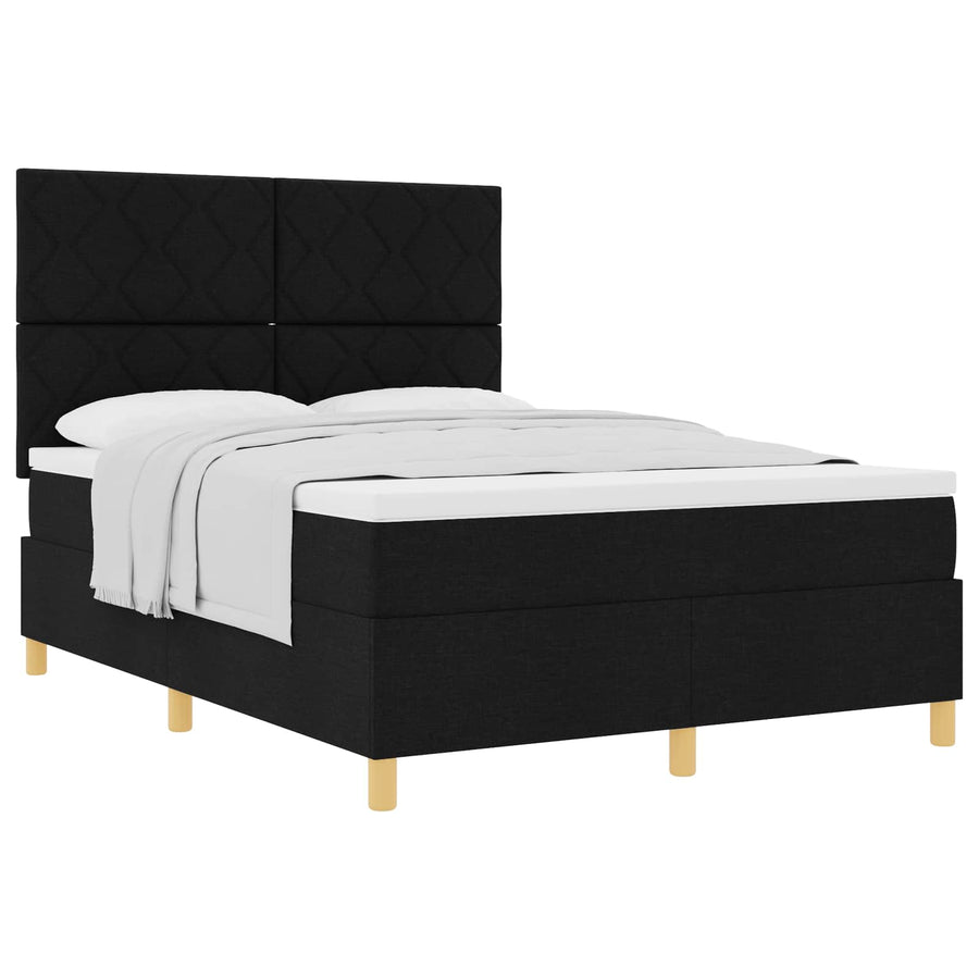 Boxspringbed met hoofdeinde Zwart 140 x 200 cm Stof